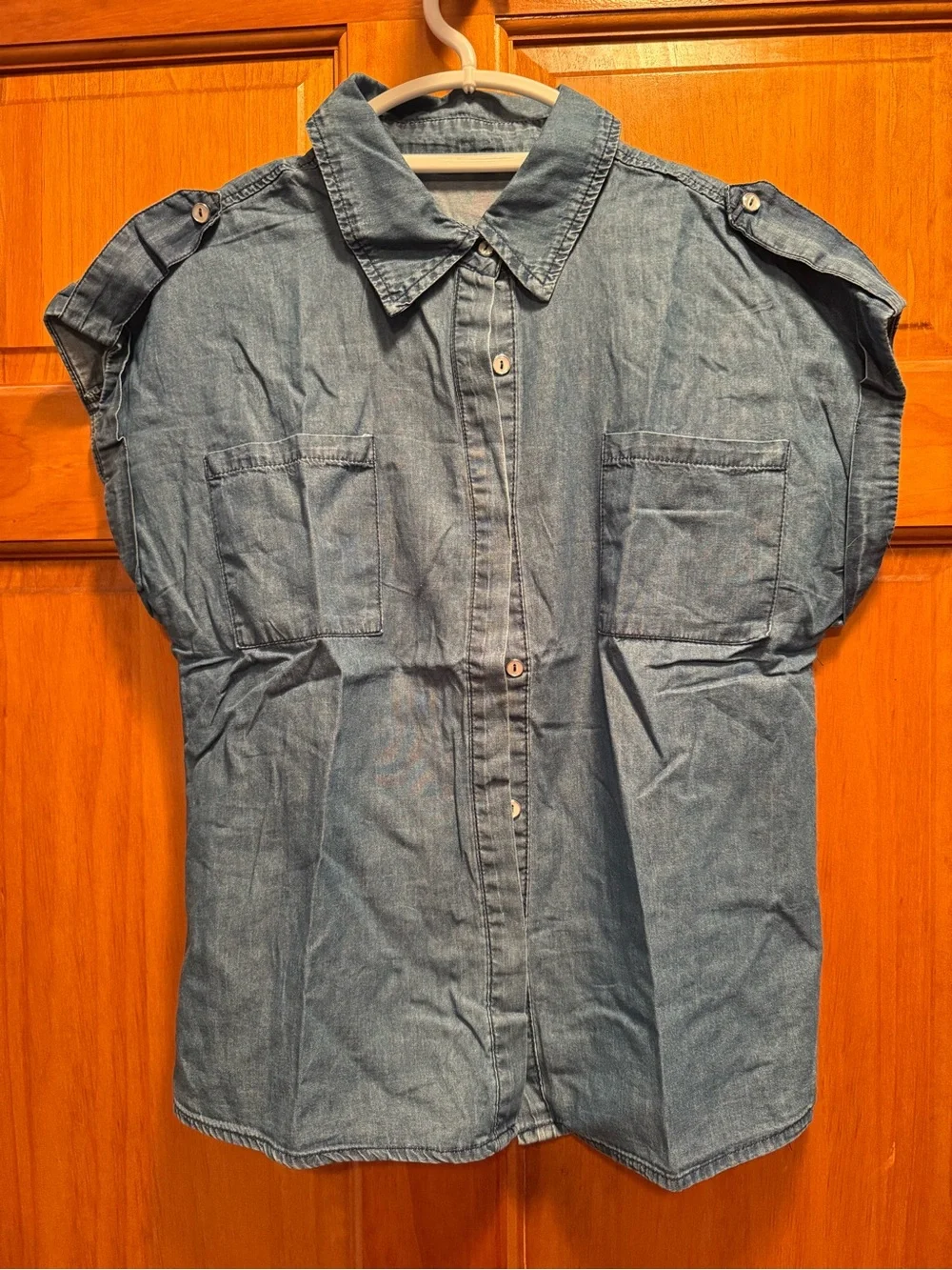 Denim Button-Front Women’s Shirt - Blue
